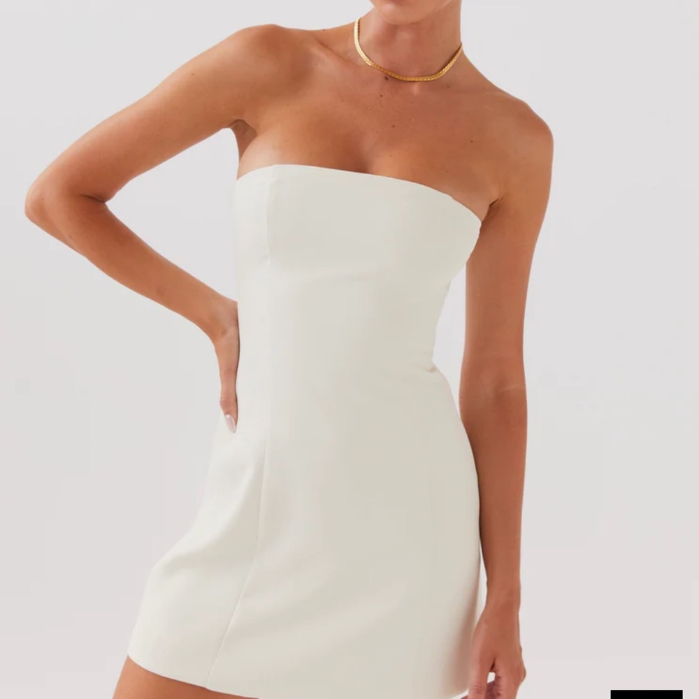 Peppermayo Strapless Cream Dress